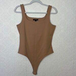 Banana Republic Bodysuit Thong Square Neck Neutral Nude Tank Top Stretchy Fitted